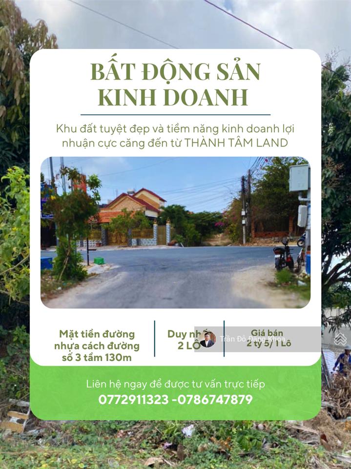 Bán 2 lô liền kề tại trung tâm xã long hải cách khu du lịch sinh thái ngọc xương 100m