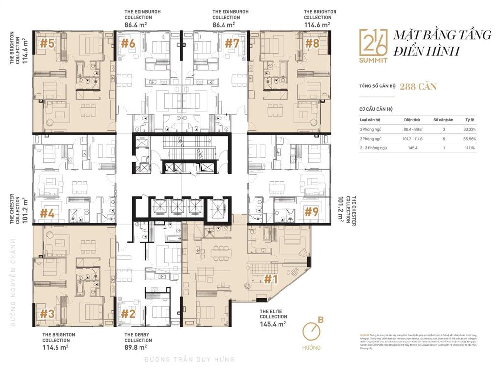 Bán chung cư cao cấp summit trần duy hưng, giá bán 75 triệu/m², view hồ, 3pn, diện tích 101m2