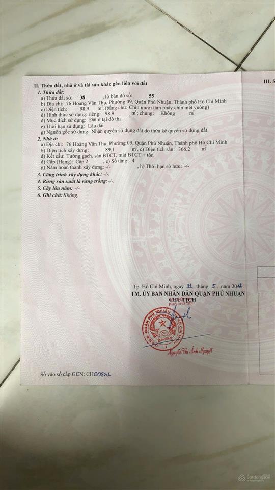 Chính chu bán nhà mặt tiền số 76 hoàng văn thụ, quận phú nhuận cũ , 98,9m2, 4 tầng gia bán 24 tỷ