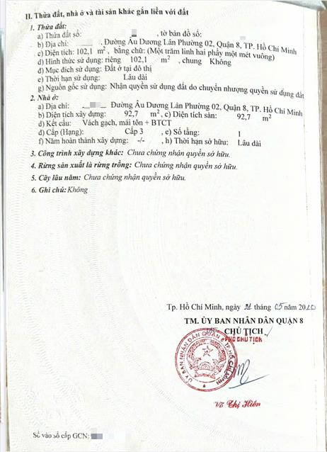 Bán nhà có sân rộng đậu được xe ô tô 7 chỗ đường âu dương lân q8. gần ngay mặt tiền đường