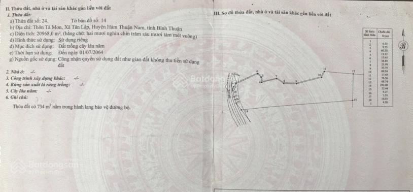 Chính chủ bán đất mặt tiền đường ql 55 khu vực hàm thuận nam, tỉnh bình thuận