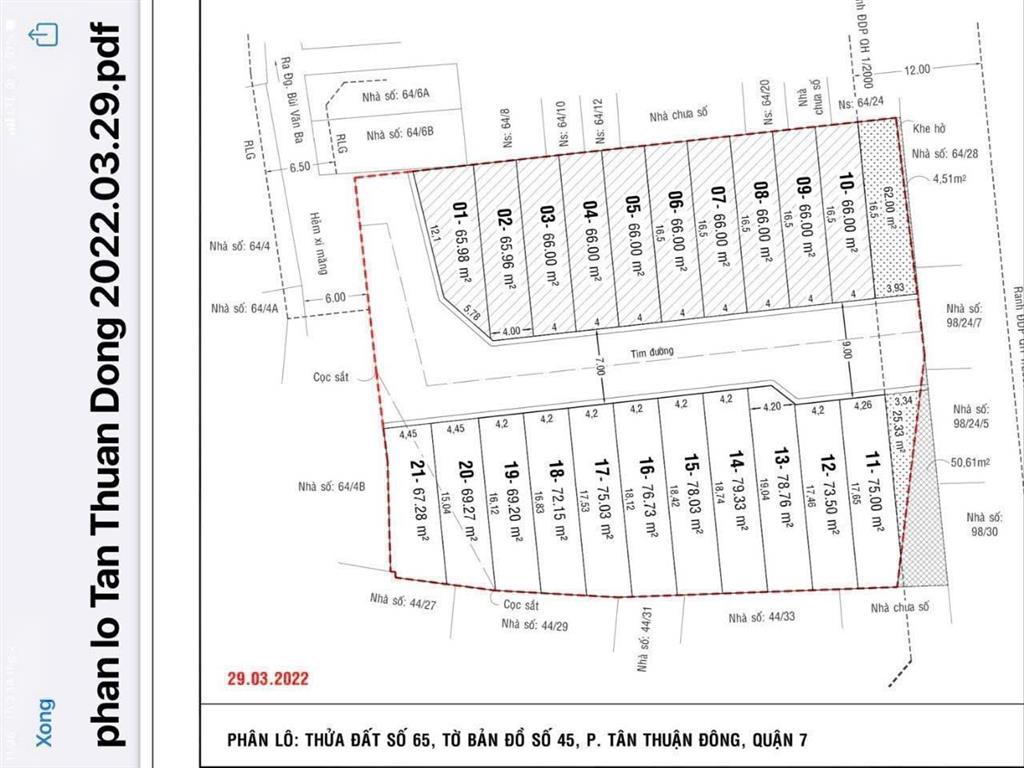 Bán đất tại bùi văn ba, 6,86 tỷ, 70m2, pháp lý đầy đủ