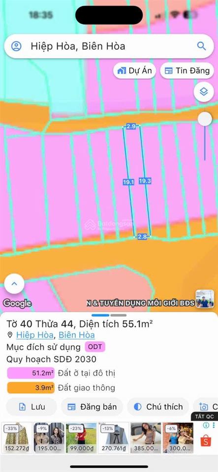 Bán đất tặng nhà nát 2 mặt tiền kdc tái định cư hiệp hòa 1 mặt tiền trước công viên,