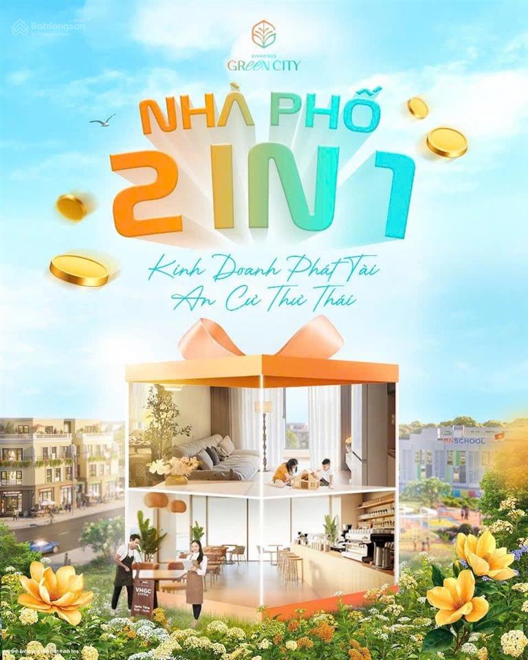 Với số chỉ từ 600tr sở hữu liền kề 75m2 tại vinhomes green city. cách tt hành chính mới 300m
