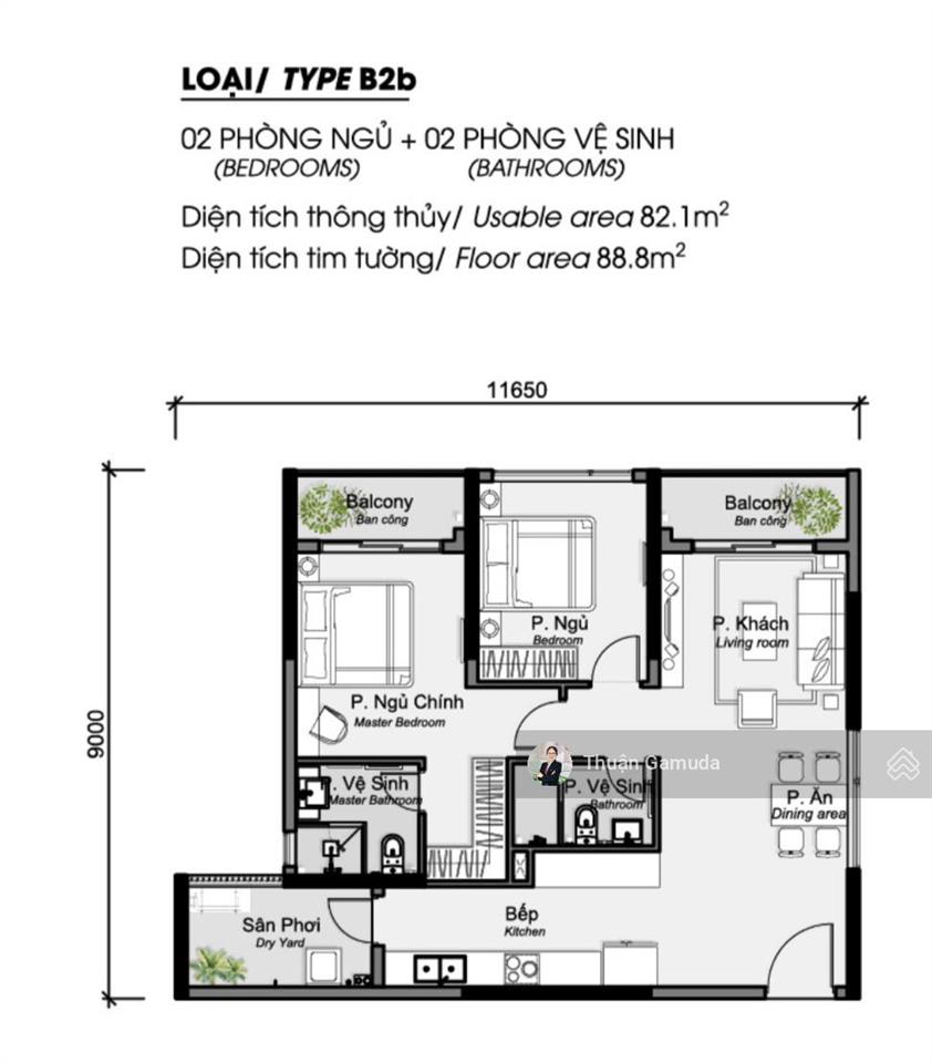 Vị trí đẹp căn 2pn2wcdt 88m2 (loại đặc biệt, ko chung vách) alnata plus,view đại lộ,giá chỉ 6.35tỷ