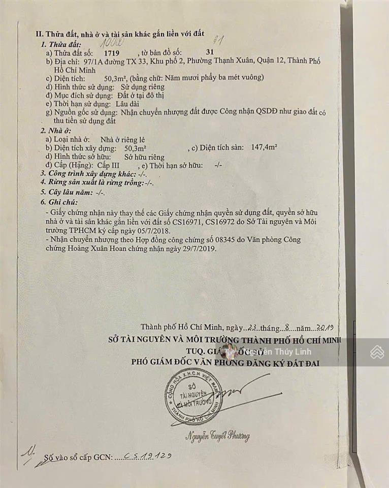Nhà mặt tiền đường nhựa thông xe tải tx33  phường thạnh xuân  quận 12