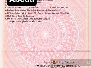 Ngộp bán nhanh góc hai mặt tiền đường nhựa bưng cơ xã long thành dt 166m2 giá 3.8ty sổ hồng riêng