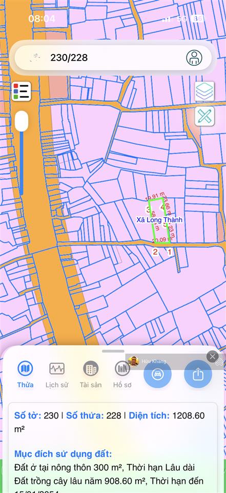 Xã long an  1 sẹc 51b  dt 1208m2 tc 300m2  đường nhựa 7m xe tải  thích hợp kho bãi  lưu trú