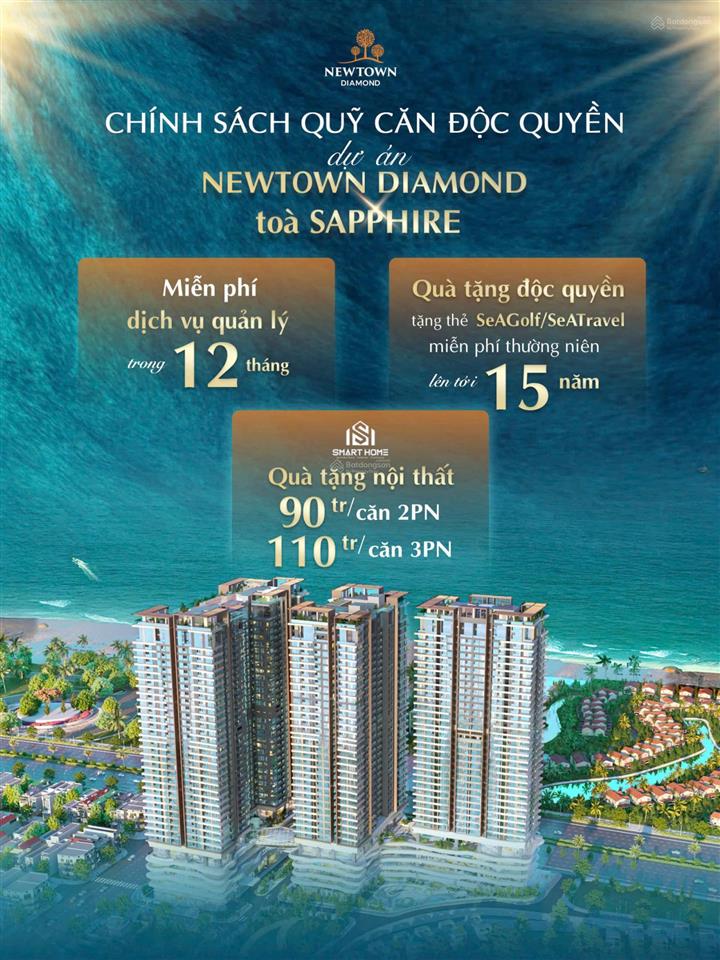 Nổi bật căn 3pn newtown view trực diện biển, sở hữu lâu dài, ck 12%