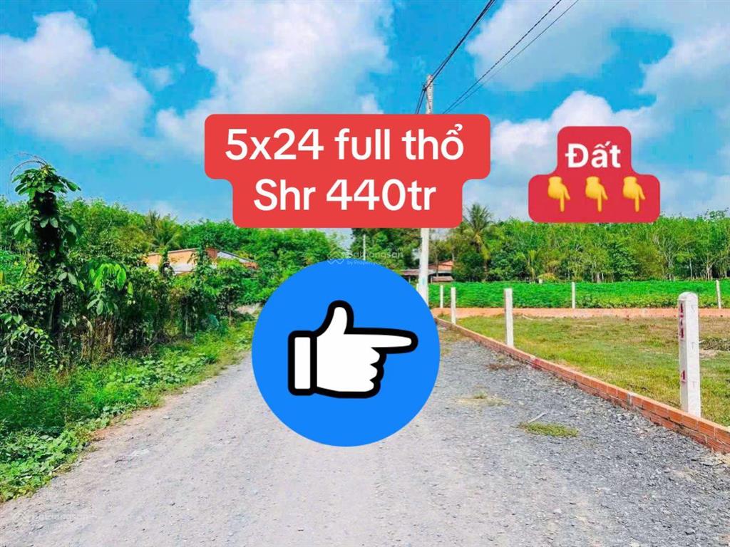 Đất mặt tiền nhựa 5x23 full thổ 420tr nhà dân đông đúc xã thạnh đức, gò dầu