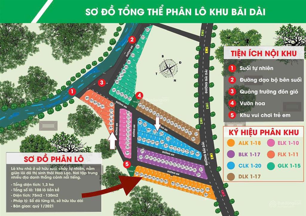 Cần bán lô đất 76,5m2 mặt đường bãi dài cách ngã 4 miễu 800m, cổng 3 đh quốc gia 800m. giá 1.580tr