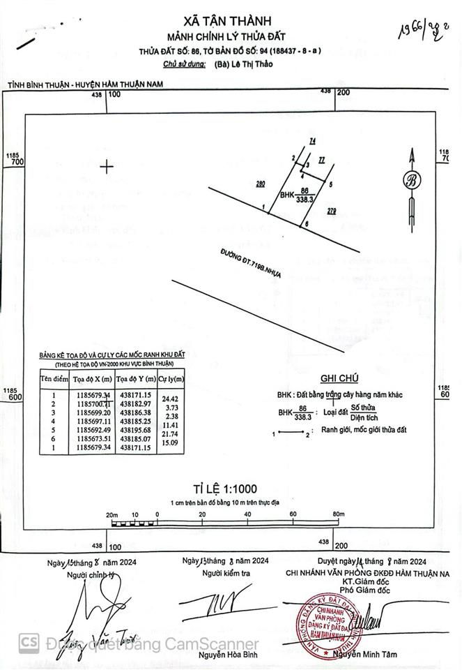 Bán đất hòn lan, 4,2 tỷ, 632,2 m2, pháp lý đang chờ sổ, uy tín tại hàm thuận nam, bình thuận