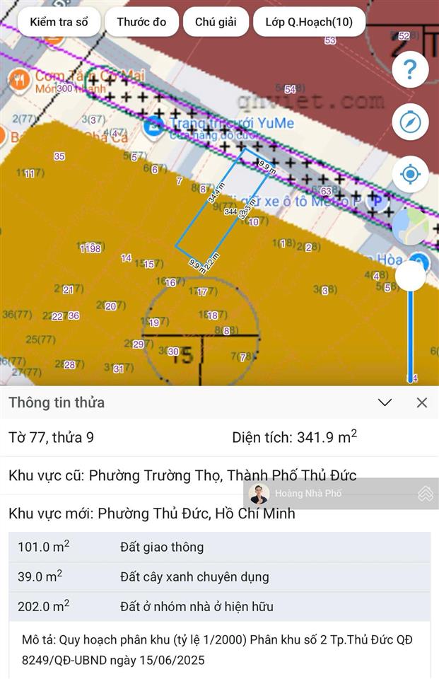 Bán đất xây biệt thự/tòa nhà vp  340m² ngang 10m bề thế  ngay đặng văn bi, đường xe hơi 8m