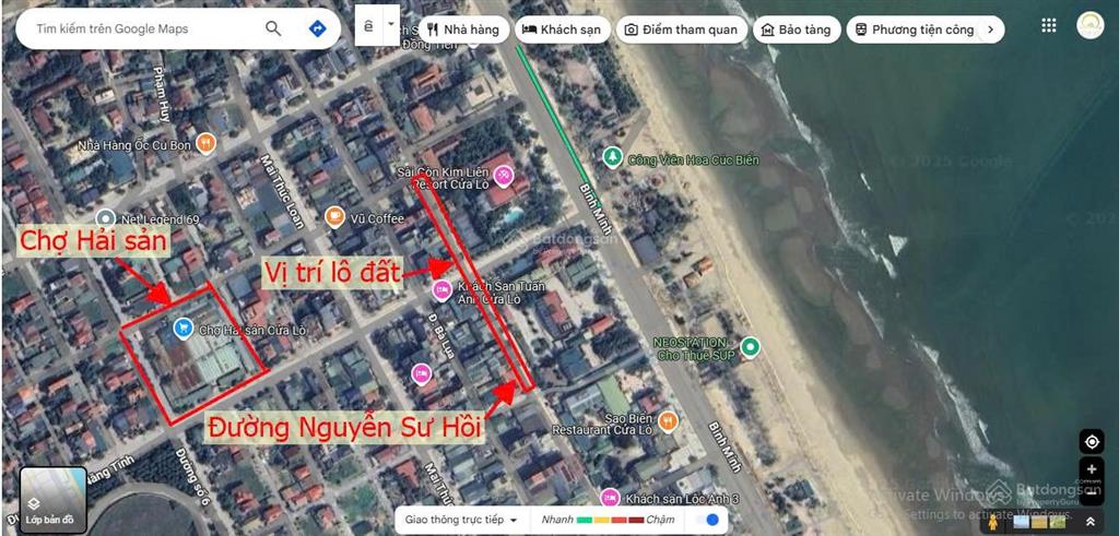 Đất đường nguyễn sư hồi chợ hải sản cách biển cửa lò 50m 7 x 20m = 140m2 giá 10 tỷ