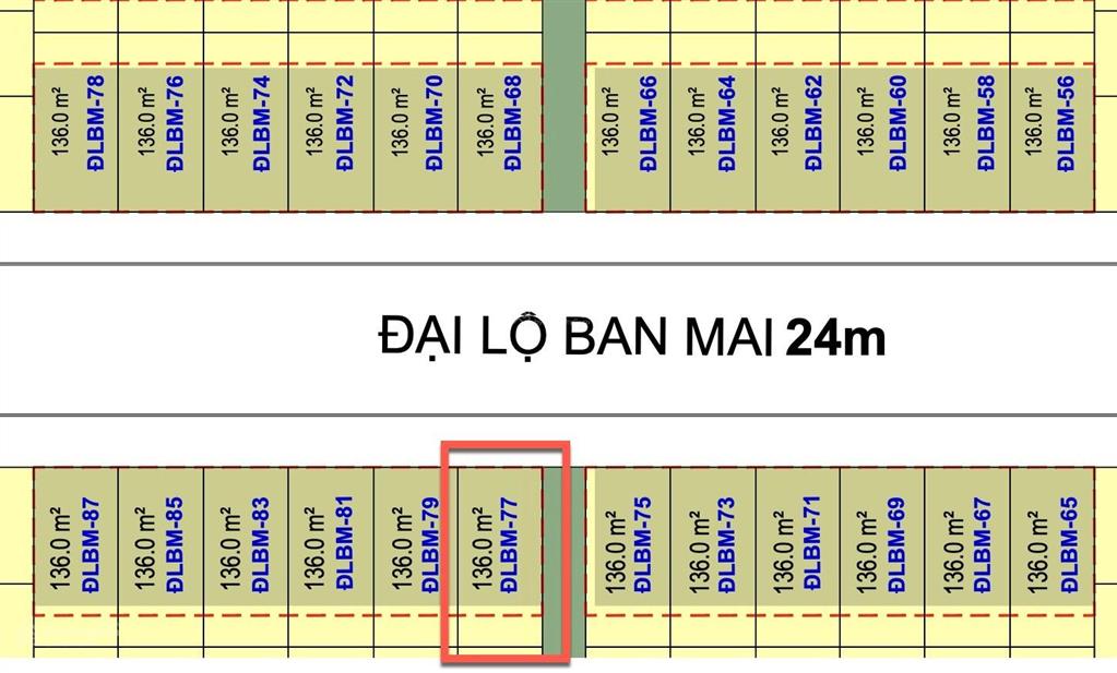 Liền kề xẻ khe thoáng như song lập mặt đường đlbm 24m  136m2  30 tỉ