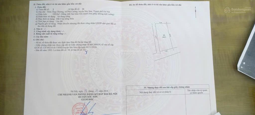 Bán đất 249m2 tại đường 2, xã phú cường, sóc sơn, hà nội, 9,9 tỷ vnd, uy tín