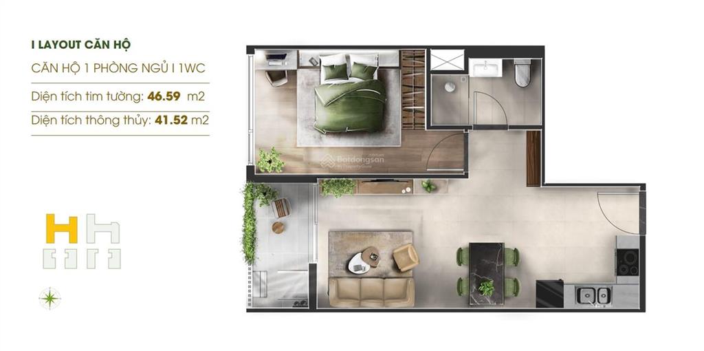 Chuyển nhượng căn hộ 1pn giá tốt nhất khu vực, kết nối tp. hcm chỉ 25 phút