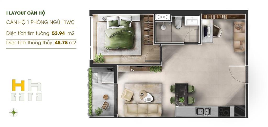 Chuyển nhượng căn hộ 1pn giá tốt nhất khu vực, kết nối tp. hcm chỉ 25 phút