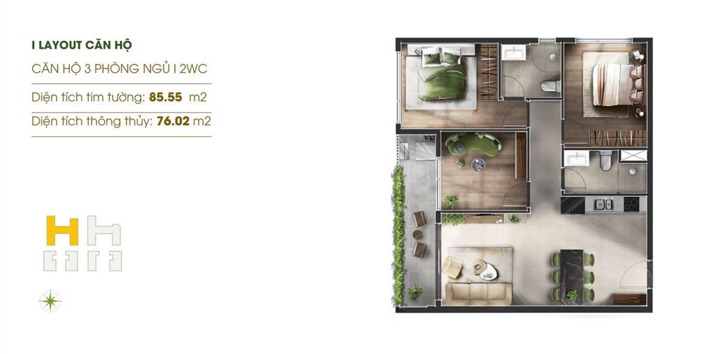 Với 5,6 tỷ  căn 3pn  duy nhất  tầng cao, mặt ngoài quốc lộ 13