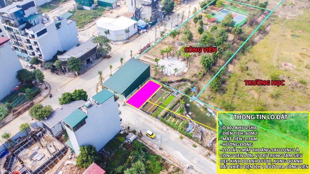 Bán lô 60m2 2m mặt thoáng sát công viên vị trí đẹp có thể kinh doanh hướng đông nam giá đầu tư