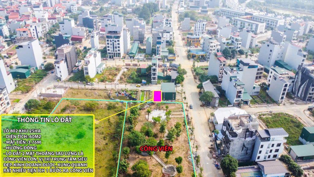 Bán lô 60m2 2m mặt thoáng sát công viên vị trí đẹp có thể kinh doanh hướng đông nam giá đầu tư