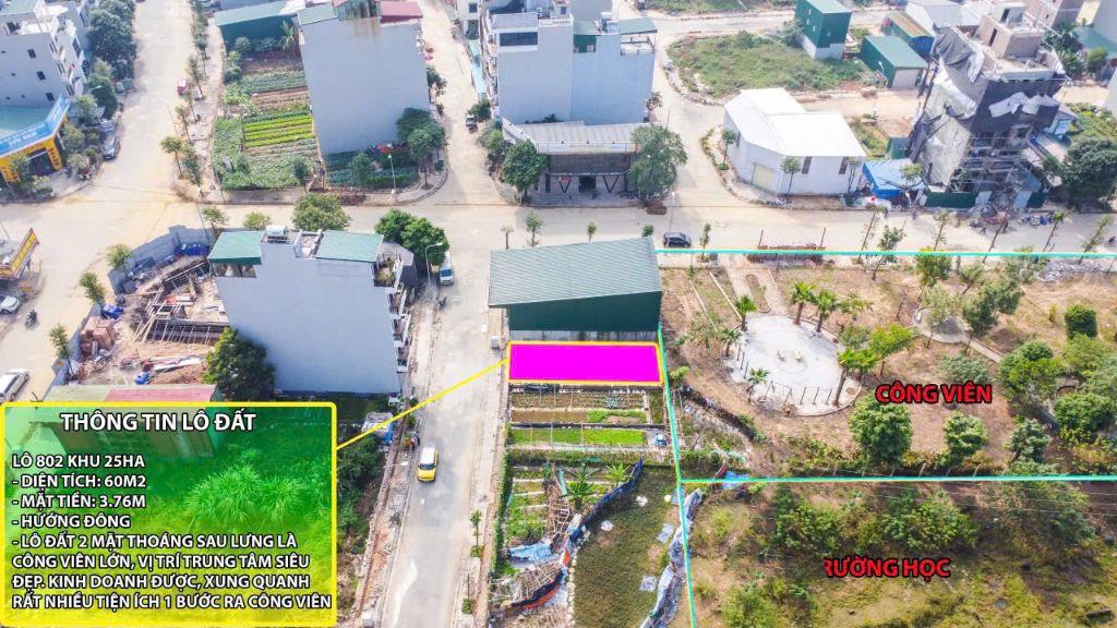 Bán lô 60m2 2m mặt thoáng sát công viên vị trí đẹp có thể kinh doanh hướng đông nam giá đầu tư
