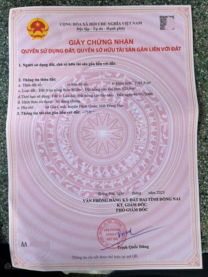 Siêu rẻ bán lô đất vườn có thổ cư 1001m2 (40mx30m) có sẵn 80m2 thổ cư chỉ 685 triệu