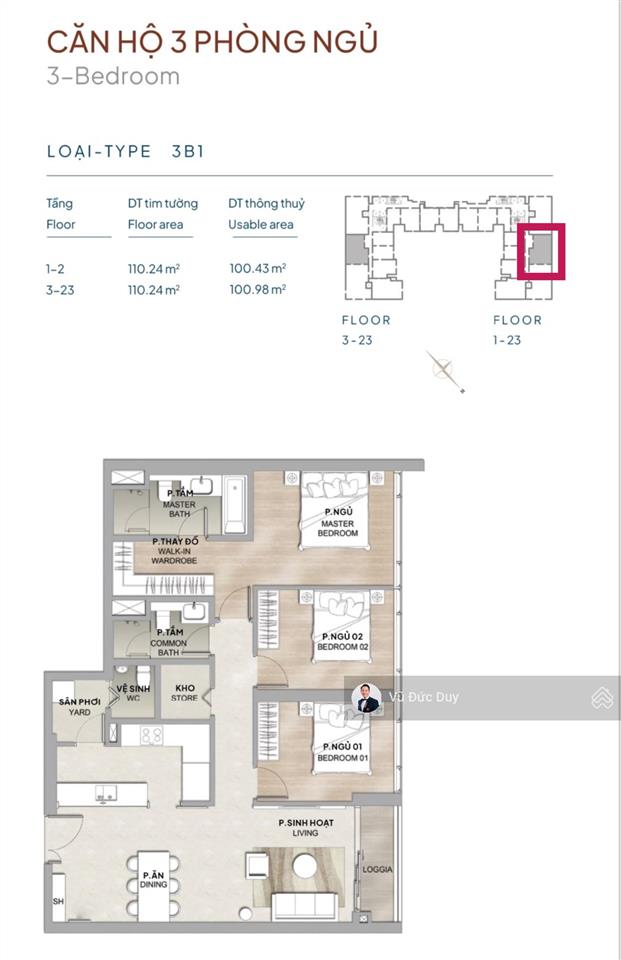 Brand new 100% | 3pn the marq 110m2 cho thuê 80tr