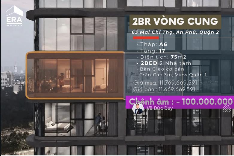 Bán lỗ căn đẹp 2pn vòng cung eaton park quận 2, đã thanh toán đợt 3 1.75 tỷ