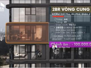 Bán lỗ căn đẹp 2pn vòng cung eaton park quận 2, đã thanh toán đợt 3 1.75 tỷ