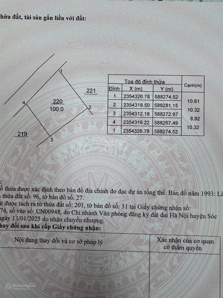 100m full mt 10m zá 2xx đất tại xã phù linh sóc sơn đg thông oto chạy vèo vèo zalo e