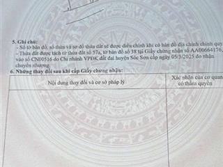  tân yên  hồng kì  sóc sơn  hà nội  diện tích = 100m2 full thổ cư  tiền hậu =5m2