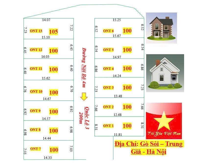 Bán đất tại đường 3, xã hồng kỳ, sóc sơn, hà nội, 1,75 tỷ, 100m2