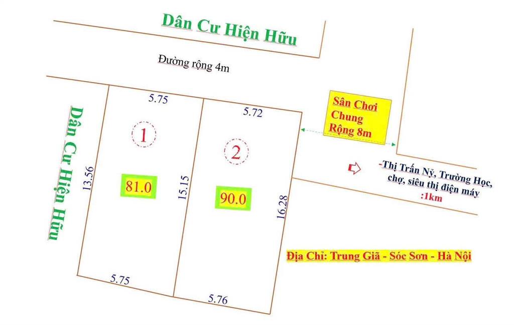 Bán đất 81m2 tại xã trung giã, sóc sơn, hà nội, giá cực chất 1,42 tỷ