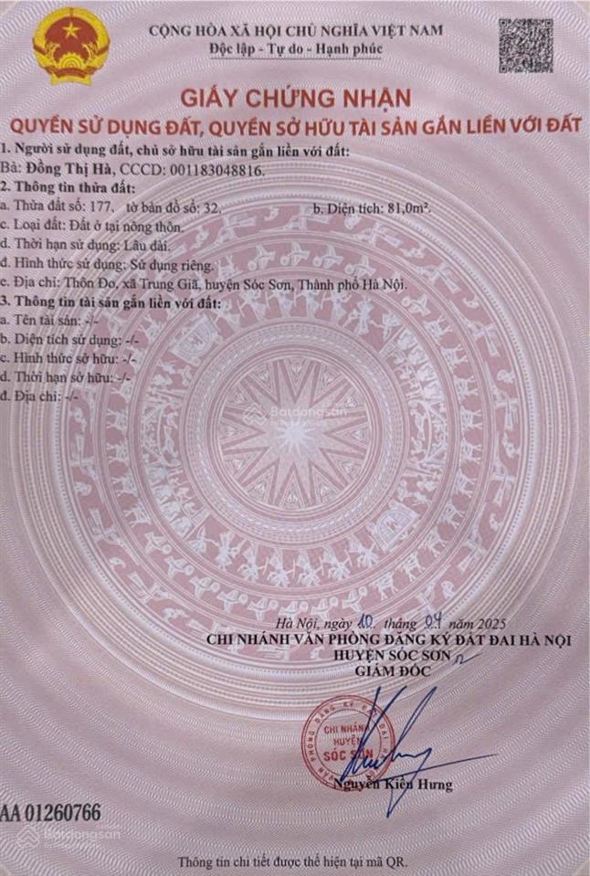 Bán đất 81m2 tại xã trung giã, sóc sơn, hà nội, giá cực chất 1,42 tỷ