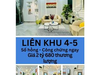 Chính chủ bán  nhà đẹp liên khu 45  giá chỉ 2 tỷ 680  hẻm xe hơi, sổ riêng, ở ngay!