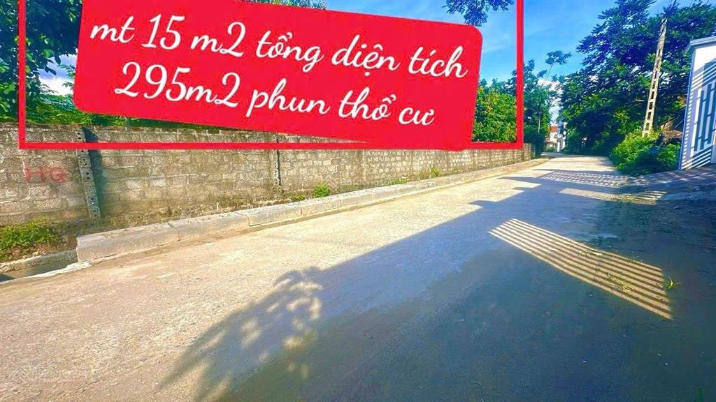 Diện tích gần 300m2 full thổ cư, mt 15m, luu khong 42 m 2vuông đẹp như hoa hậu. bán lẻ 900tr/lo