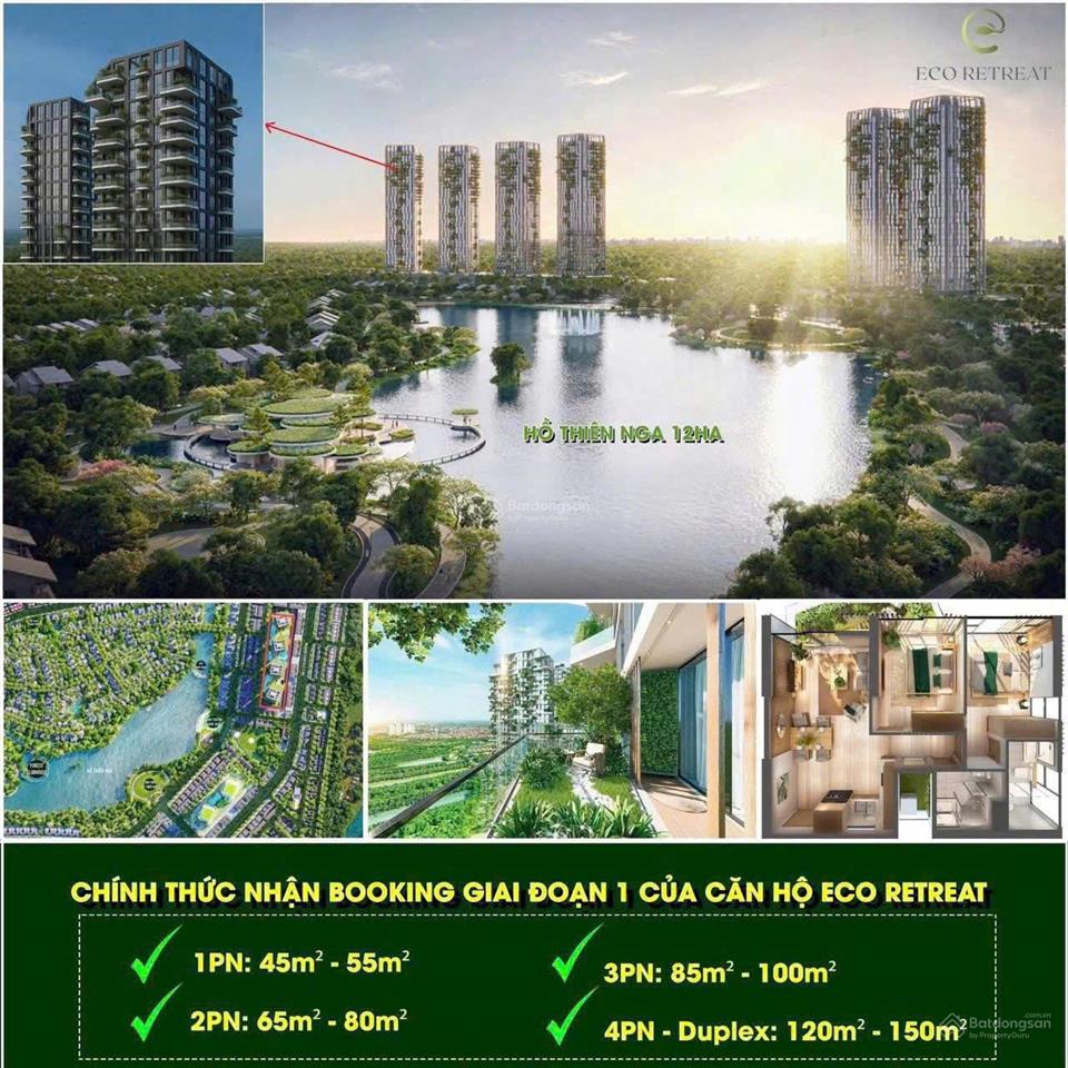 Căn hộ 1pn 40m2 giữa khu đại đô thị nghỉ dưỡng eco retreat view hồ thiên nga
