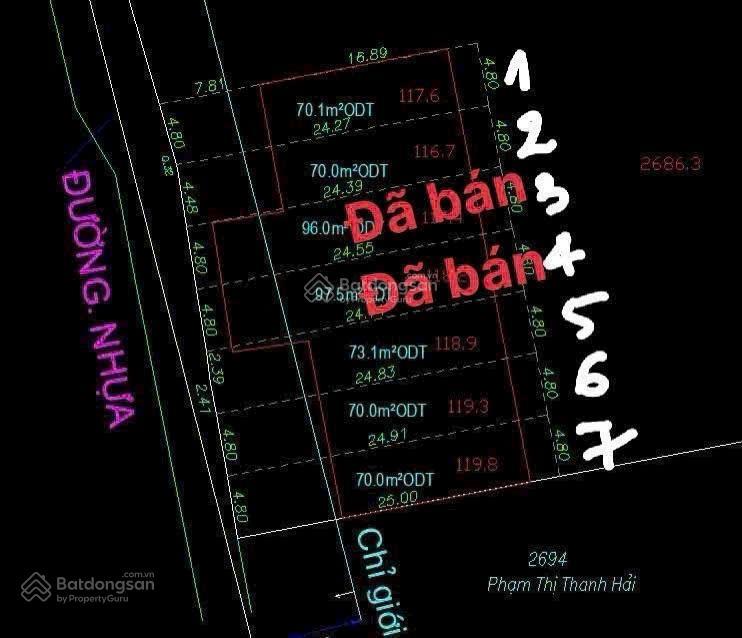 Đất mặt tiền đông hòa dĩ an 119m2 thổ cư 70m2