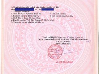 Bán đất giá rẻ như cho tại tp tân uyên  vsip 3 giá chốt 1,23 tỷ 91,9m2 full thổ cư