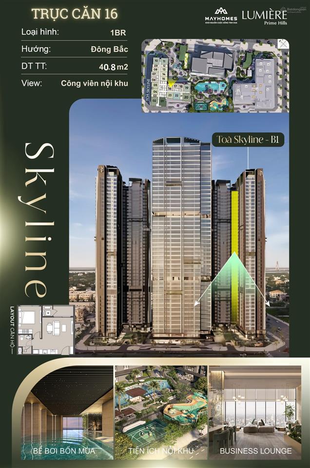 1 pn rẻ nhất dự án 3.9 tỷ, 40.8m2 trục ch16 masteri lumiere prime hills vinhomes cổ loa đông anh