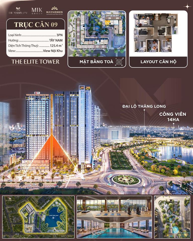 Căn góc rẻ nhất 3pn, giá 15,489tỷ, 125.4m2 the matric one primium đẹp chuẩn gu mỹ đình hà nội