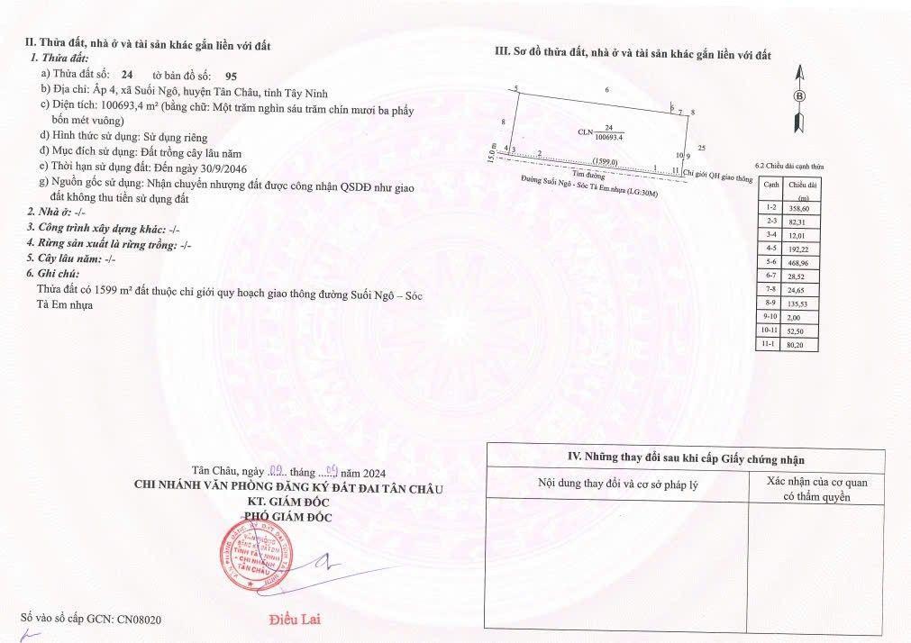 Bán 10ha đất suối ngô, tây ninh pháp lý skc, mặt tiền đường nhựa lớn