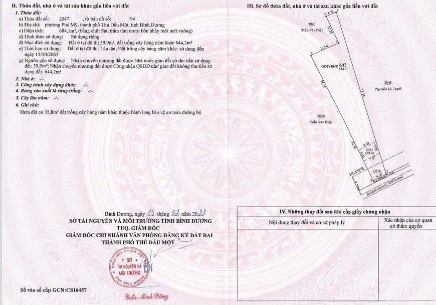 Bán đất vàng 7600m2 vị trí kim cương phường phú mỹ, thủ dầu một