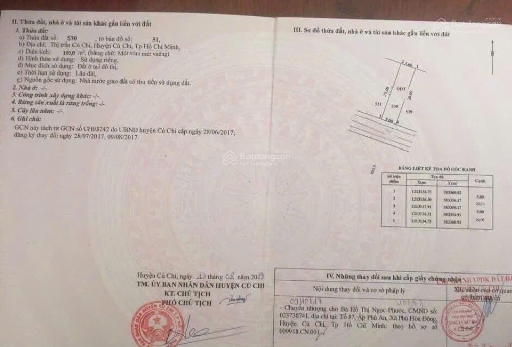 Chú em cần bán gấp đất ngay bùi thị he, thị trấn củ chi, 100m2 ( 5x20) shr, đường nhựa, chỉ 950tr