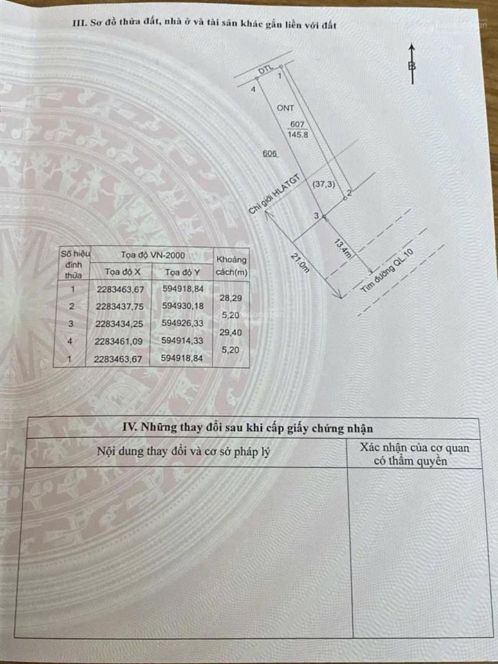 Bán gấp mặt quốc lộ 10, xã an vũ  quỳnh phụ  thái bình 300m, mt 11m. giá 14,5 tỷ. full thổ cư.
