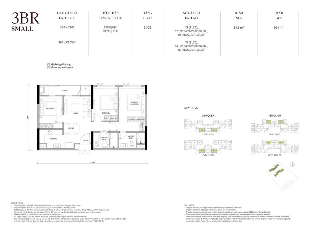 Căn 3pn tòa vip sen sp diện tích rộng 96,8m² nhiều tiện ích, giá tốt dự án the senique hà nội