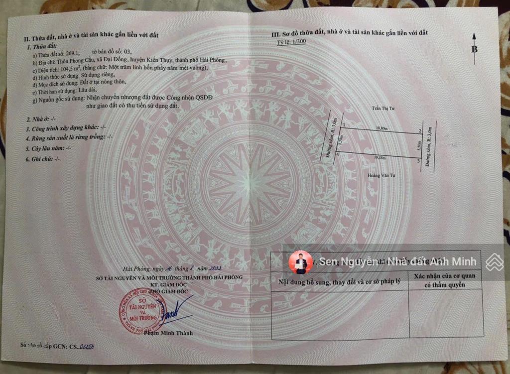 Bán lô đất phong cầu đại đồng kiến thuỵ gần vinhomes kiến thụy dương kinh