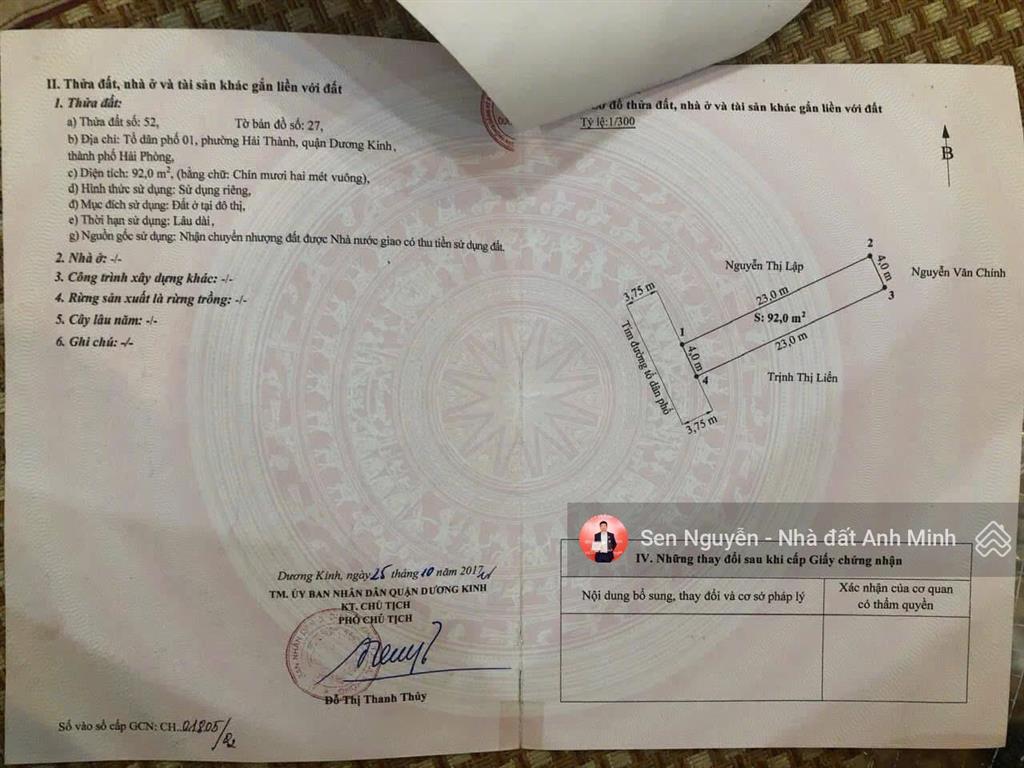 bán lô đất tại hải thành 1, dương kinh, hải phòng