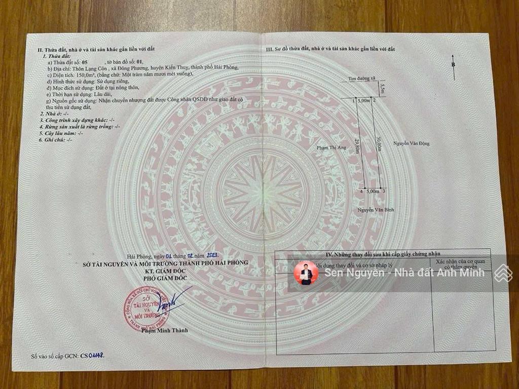 đất mặt đường lạng côn trục xã đông phương